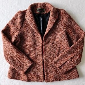 Kenki Blazer Womens Small Rust‎ Nobly Tweed Wool Blend Jacket Office Preppy Fall